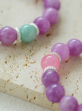 新中式紫色天然石串珠手链手串