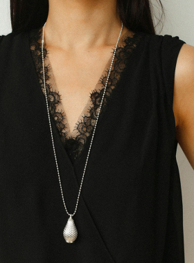 小众复古编织水壶吊篮项链毛衣链