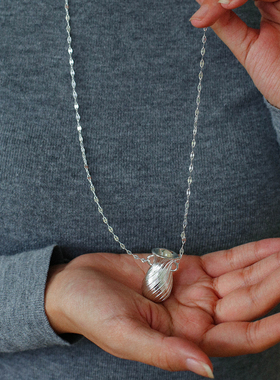 韩国ins博主水波纹花瓶长款项链