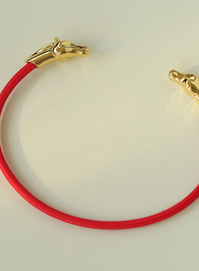 本命年925银红色马头鸿运手镯