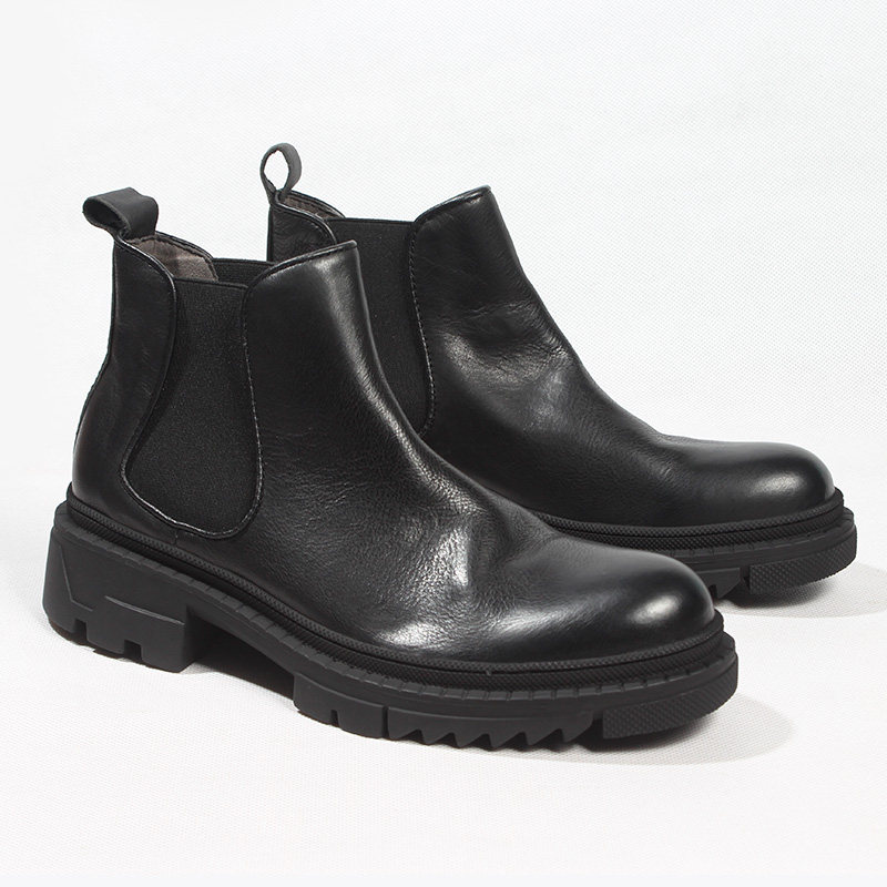欧美切尔西靴男士头层牛皮英伦复古圆头马丁厚底增高套筒高帮鞋子,淘宝优惠券,粉丝福利购,淘宝优惠卷