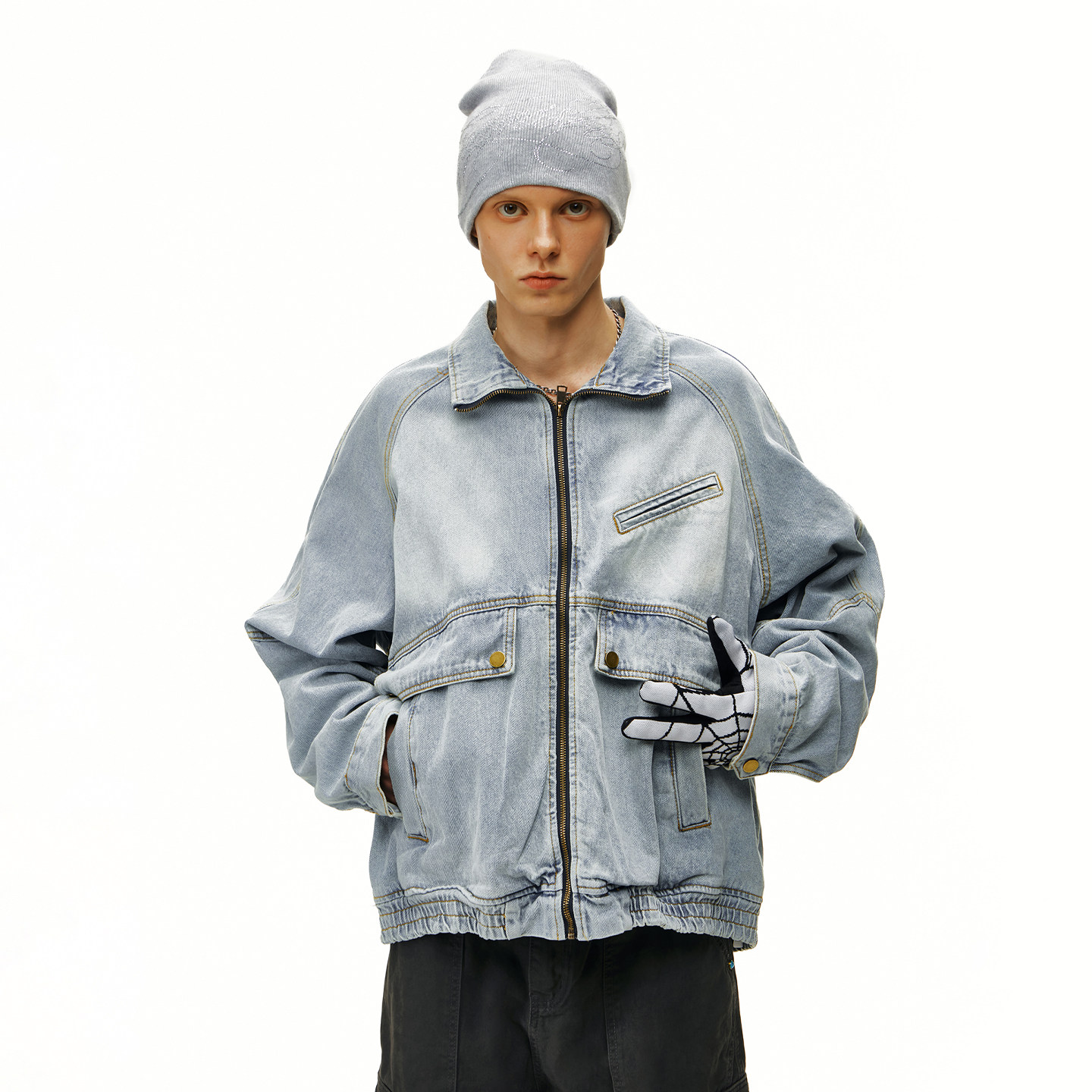 【会员5折内购】丛林老虎美式潮牌多口袋设计感牛仔夹克宽松外套,淘宝优惠券,粉丝福利购,淘宝优惠卷