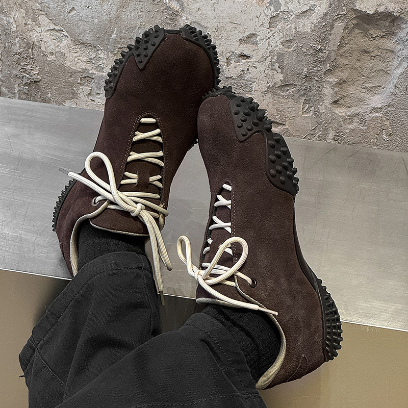 德训鞋男真皮极简拳击训练鞋棕色运动足球鞋复古通勤休闲阿甘鞋 - 图2