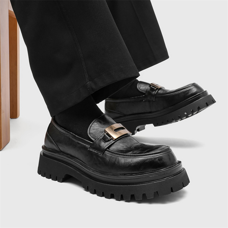 乐福鞋男款真皮商务正装一脚蹬大头休闲皮鞋厚底增高发型师豆豆鞋,淘宝优惠券,粉丝福利购,淘宝优惠卷