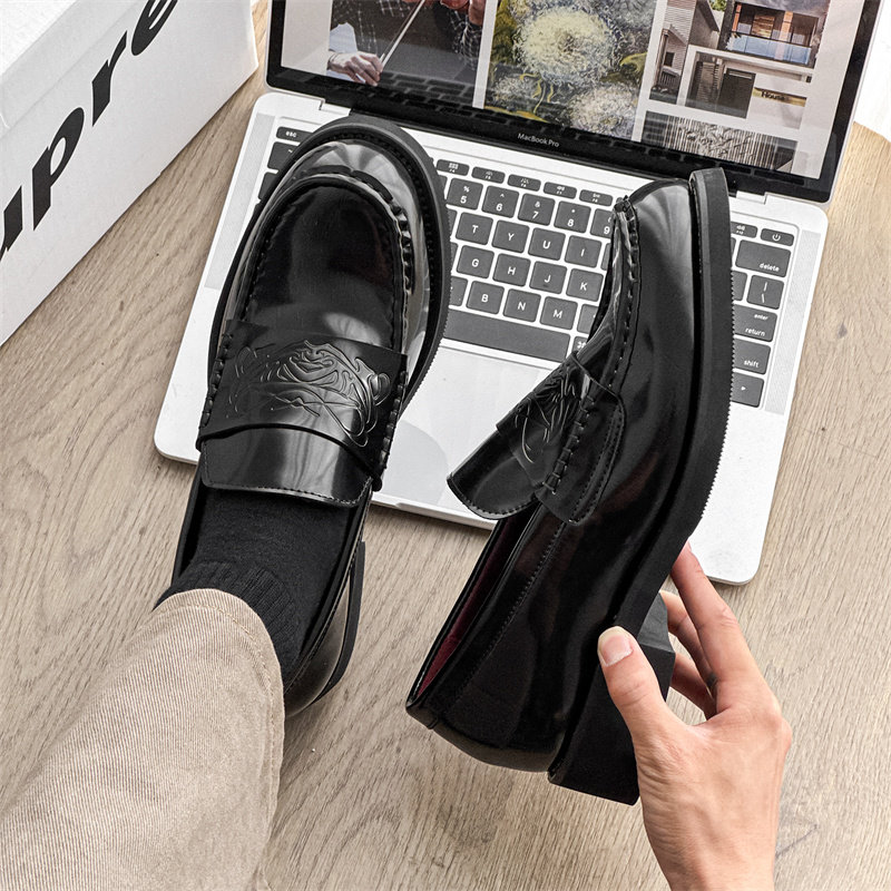 吸血鬼乐福鞋男款真皮复古英伦风潮款压花通勤皮鞋一脚蹬德比鞋女,淘宝优惠券,粉丝福利购,淘宝优惠卷