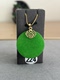Genuine natural Burmese jadeite A-grade ice seed Yang green Wushi brand pendant 18k gold inlaid female jade pendant necklace
