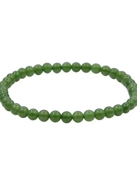 天然和田玉手串小米珠4mm超细极细碧玉湖水绿色翡翠色手链女素串