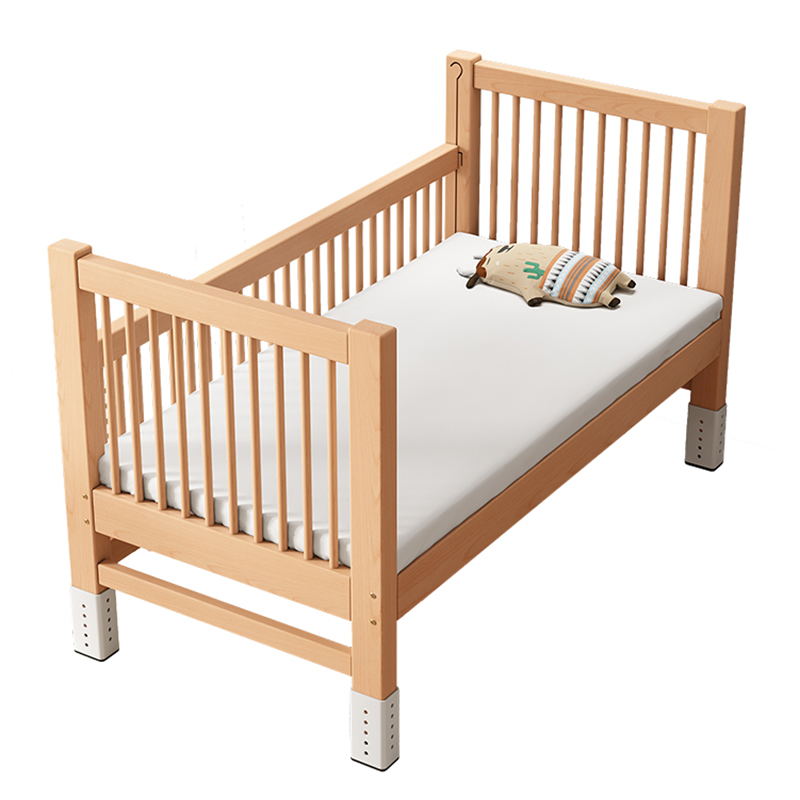 百利图拼接床加宽床实木儿童床带护栏可升降宝宝床边床榉木婴儿床 - 图3