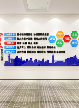 企业文化设计会议办公室墙面装饰氛围布置公司形象背景墙励志标语