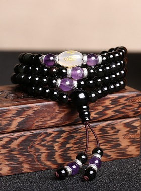 金刚星月菩提黑曜石佛道108佛珠