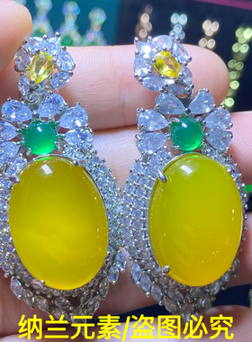 天然冰种黄玛瑙玉髓蛋面吊坠挂件男女