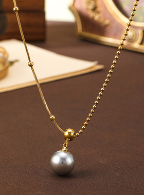 法式告白气球小众设计简约珍珠吊坠项链百搭轻奢高级感个性锁骨