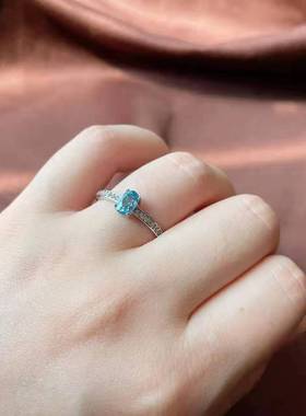 玉绾925纯银天然托帕石戒指