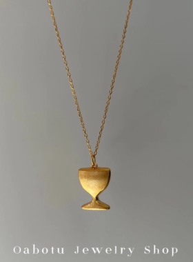 趣味酒杯系列耳钉项链（通体925纯银镀金材质）ins韩系时尚百搭