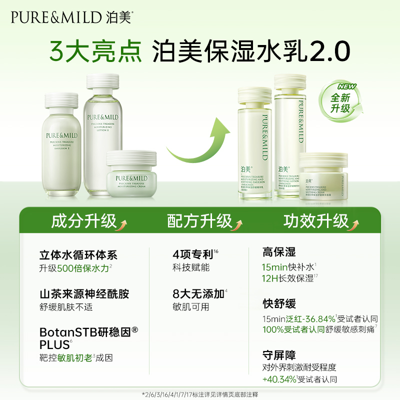 【双11预售】泊美保湿舒缓水乳套装补水褪红敏感肌护肤品滋润清爽