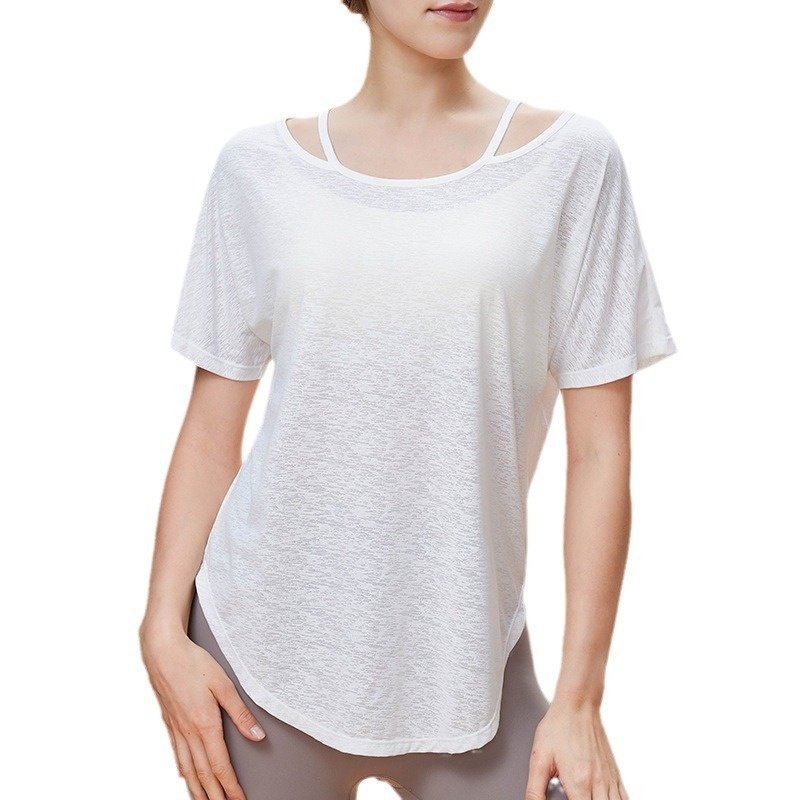 新款瑜伽服短袖女宽松轻薄透气露肩T恤休闲运动跑步健身服上衣女,淘宝优惠券,粉丝福利购,淘宝优惠卷