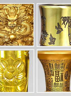 铜插香桶九龙香筒摆件装香工艺品大号寺庙佛堂财神爷供佛装饰送礼