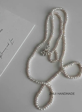 烟火纯银花朵天然淡水珍珠项链