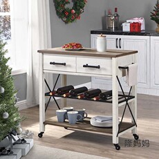 Сервировочный столик 美式实木餐车可移动中岛台厨房料理台家用铁艺小户型备餐台餐边柜