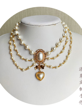 复古多层白色珍珠日常百搭风项链