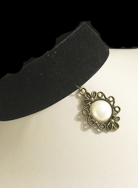 原宿黑色丝绒脖子遮疤痕锁骨链