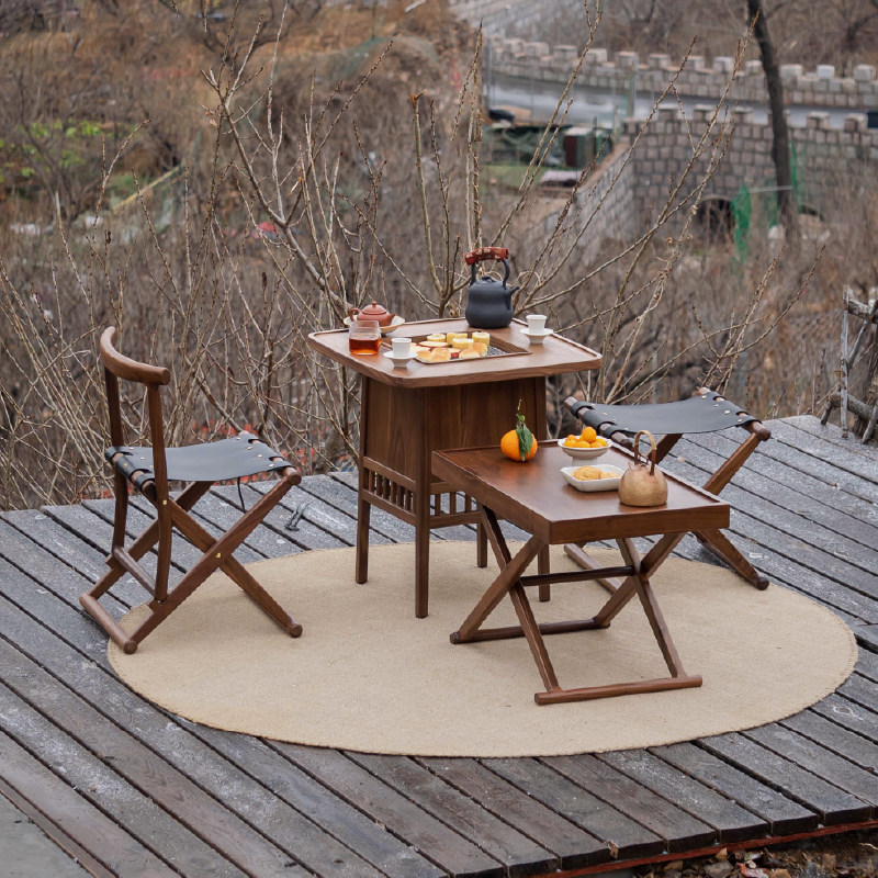 九间房宝盖围炉桌黑胡桃木实木电陶炉炭炉围炉煮茶多功能茶桌,淘宝优惠券,粉丝福利购,淘宝优惠卷