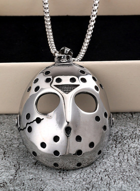 欧美复古不锈钢吊坠黑色星期五杰森面具项链挂件