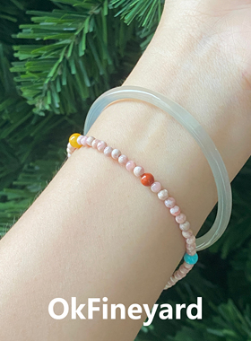 OkFineyard天然真红纹石手链女款小众设计夏天叠戴冷门手串高级感