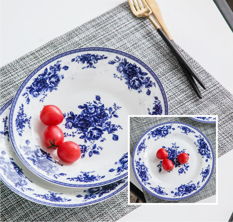 餐具瓷器套装家用景德镇青花瓷碗碟套装中国风陶瓷碗盘微波炉适用,淘宝优惠券,粉丝福利购,淘宝优惠卷