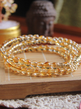 天然黄水晶泰国牌纯银招财吊坠