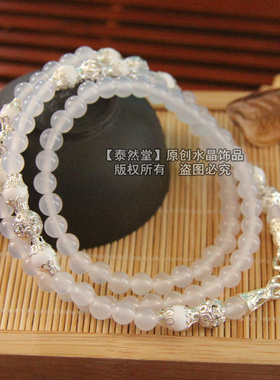 天然水晶白玛瑙原创佛牌链子