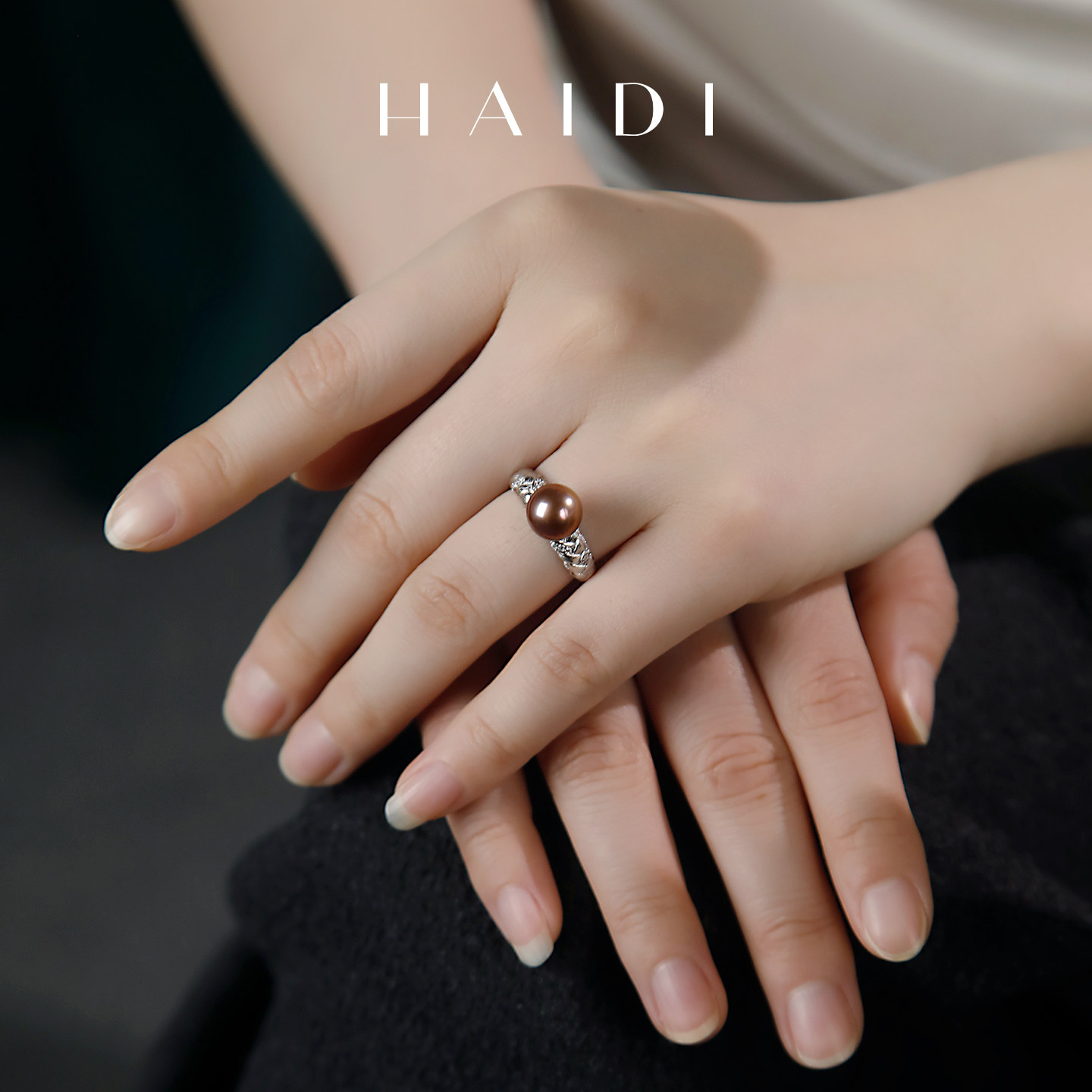 Heidi Jewelry Wine Heart Cocoa 8-9mm Perfect Round Freshwater Rare Purple Brown Pearl Ring S925 Silver New Year