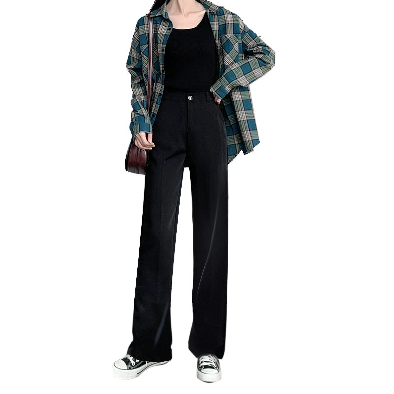 雅羊人旗舰店阔腿裤女裤高腰垂感显瘦黑色百搭休闲直筒宽松夏季薄款西装拖地裤3