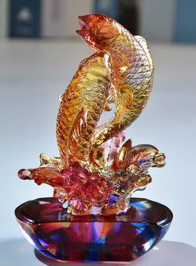 琉璃鱼摆件中式客厅装饰招财