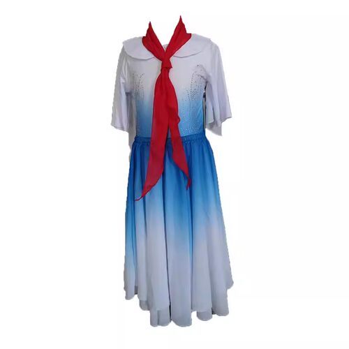 儿童合唱服演出服少儿舞蹈裙女童服飘扬的红领巾舞蹈服儿童舞蹈裙 - 图3