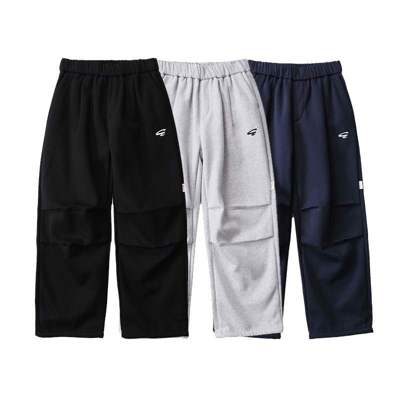 ACTIONS秋冬基础刺绣加绒卫裤宽松褶边阔腿抽绳松紧束脚休闲长裤,淘宝优惠券,粉丝福利购,淘宝优惠卷