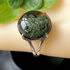Natural crystal ring green ghost ring Brazilian green ghost ring silver bag closed mouth half basin birthday gift