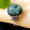 Natural crystal ring green ghost ring Brazilian green ghost ring silver package closed mouth purification cornucopia gift for women