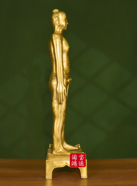 纯黄铜针灸穴位人体模型铜人体经络图摆件中医馆诊所开业送礼铜人