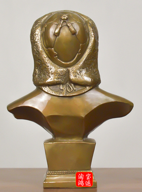 铜成吉思汗铜像纯黄铜元太祖雕像历史人物铁木真半身像铜制工艺品