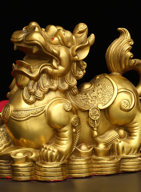 黄铜貔貅摆件一对大小号公母貔貅金钱如意貔貅招财纳米貔貅摆件