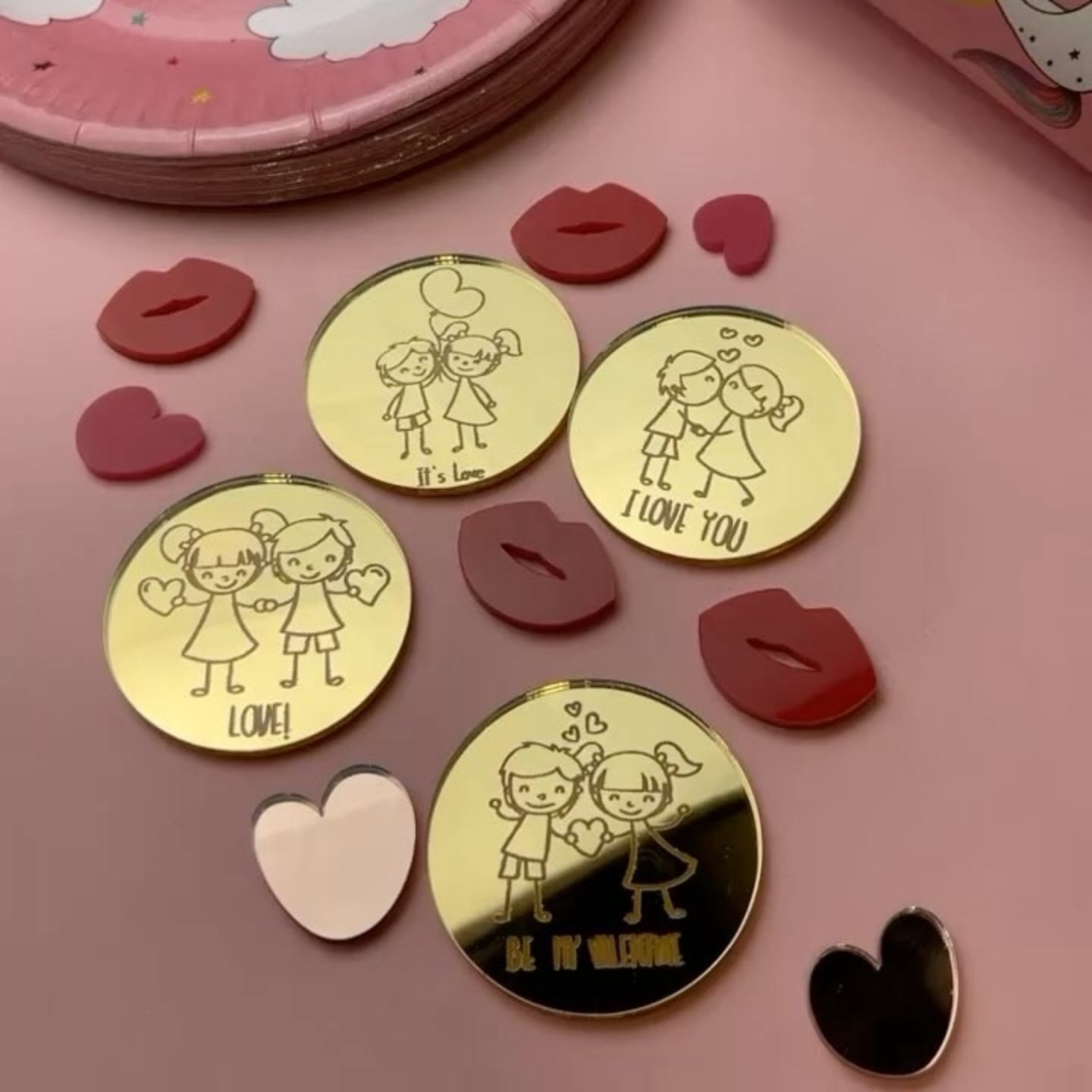 情人节系列ins风打标亚克力纸杯蛋糕装饰爱心心形情人节插件情侣,淘宝优惠券,粉丝福利购,淘宝优惠卷