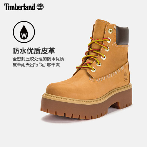 Timberland添柏岚官方踢不烂女鞋大黄靴马丁靴厚底增高防水|A5RJD - 图0