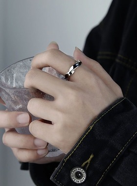 莫比乌斯环戒指男ins潮小众设计开口情侣对戒食指复古轻奢感