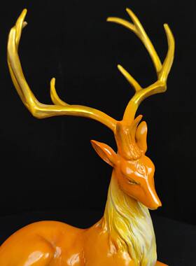 梅花鹿摆件黄铜客厅店铺装饰品