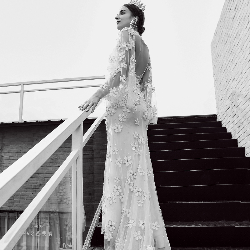 leedyme推荐深v性感新娘长款婚纱 leedyme礼服/晚装