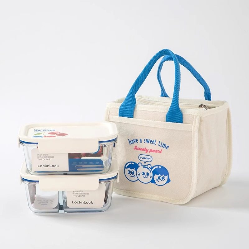 乐扣乐扣玻璃饭盒可微波炉加热餐盒学生上班族保鲜盒分隔型便当碗