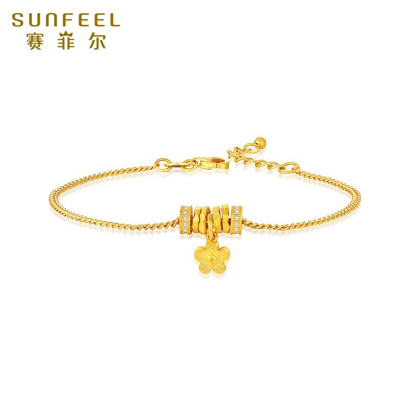 赛菲尔黄金手链女桃花闪闪足金古法金莫桑石古巴手链女友生日礼物,淘宝优惠券,粉丝福利购,淘宝优惠卷