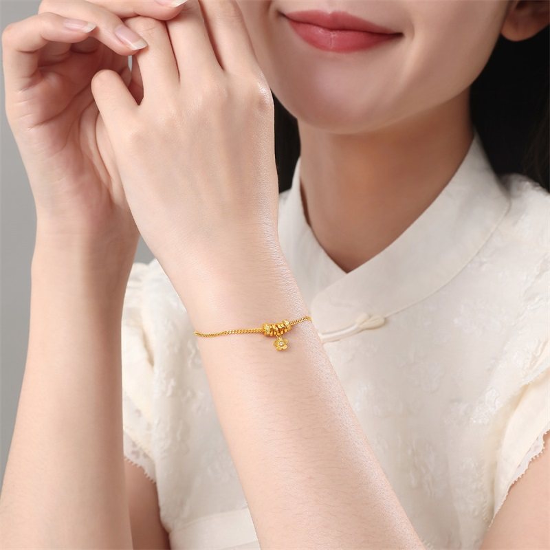 赛菲尔黄金手链女桃花闪闪足金古法金莫桑石古巴手链女友生日礼物,淘宝优惠券,粉丝福利购,淘宝优惠卷