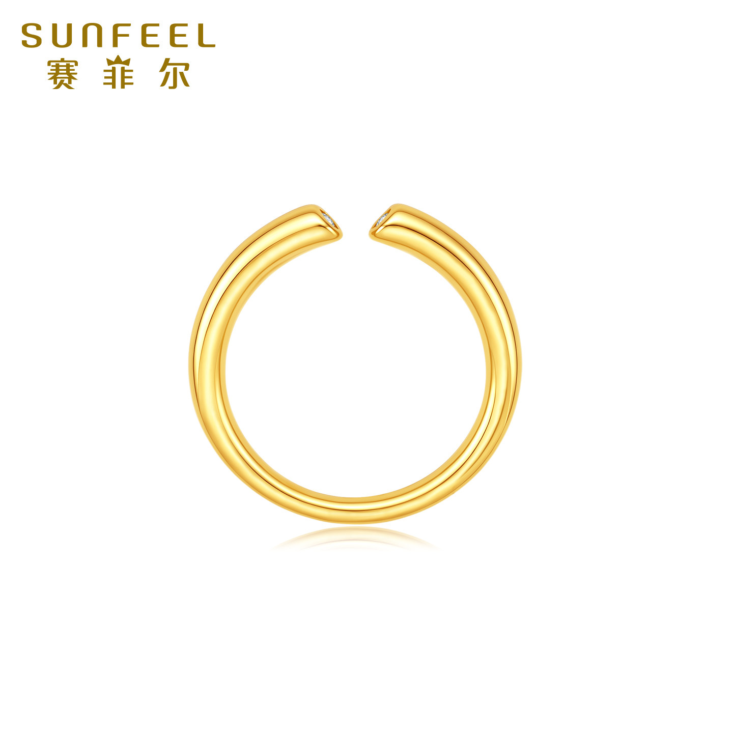 Safir gold ring pure gold 5D hard gold old money style fashionable minimalist versatile open ring as a gift for your girlfriend